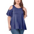 thumbnail image 1 of CHUANK Women‘s Plus Size Cold Shoulder Tunic Top Summer Short Sleeve Blouse, 1 of 7