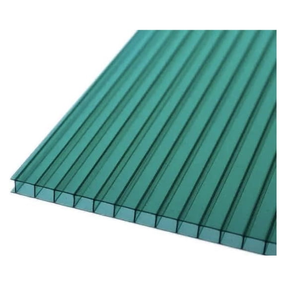 Twin Wall 8mm Polycarbonate Panel -Sheet - Cold-Flexible, Clear, Strong， Shatterproof - All-Weather Outdoor Garden and Greenhouse Covering (2' (W) X 4' (L), Green)