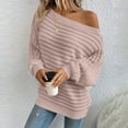 thumbnail image 4 of XPMWRP Women's One Shoulder Fall Sweaters Batwing Sleeve Textured Knit Tops Oversized Off The Shoulder Solid Color Pullover Sweater Pink M, 4 of 9