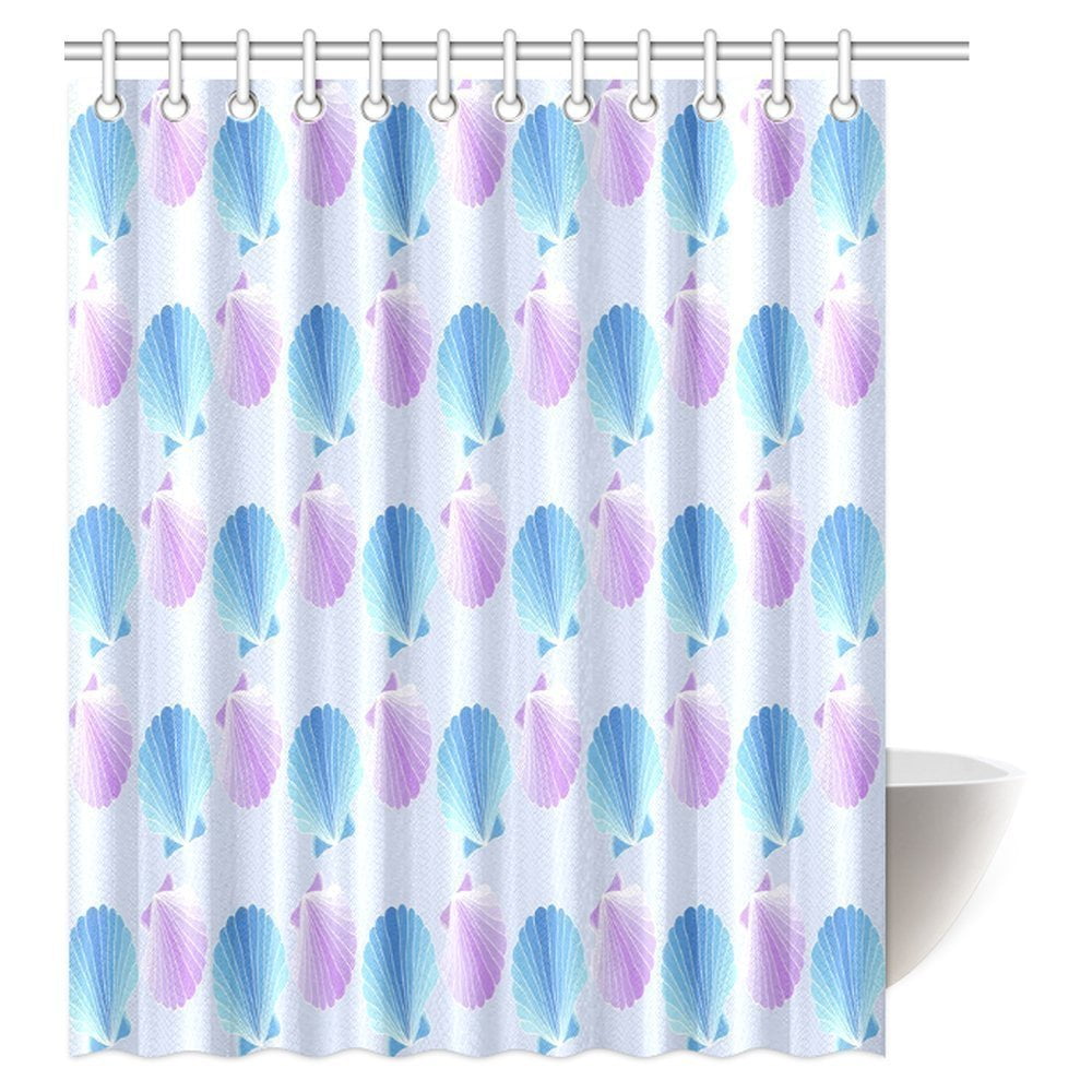 MYPOP Seashell Nautical Nature Decor Shower Curtain, Beach Seashells