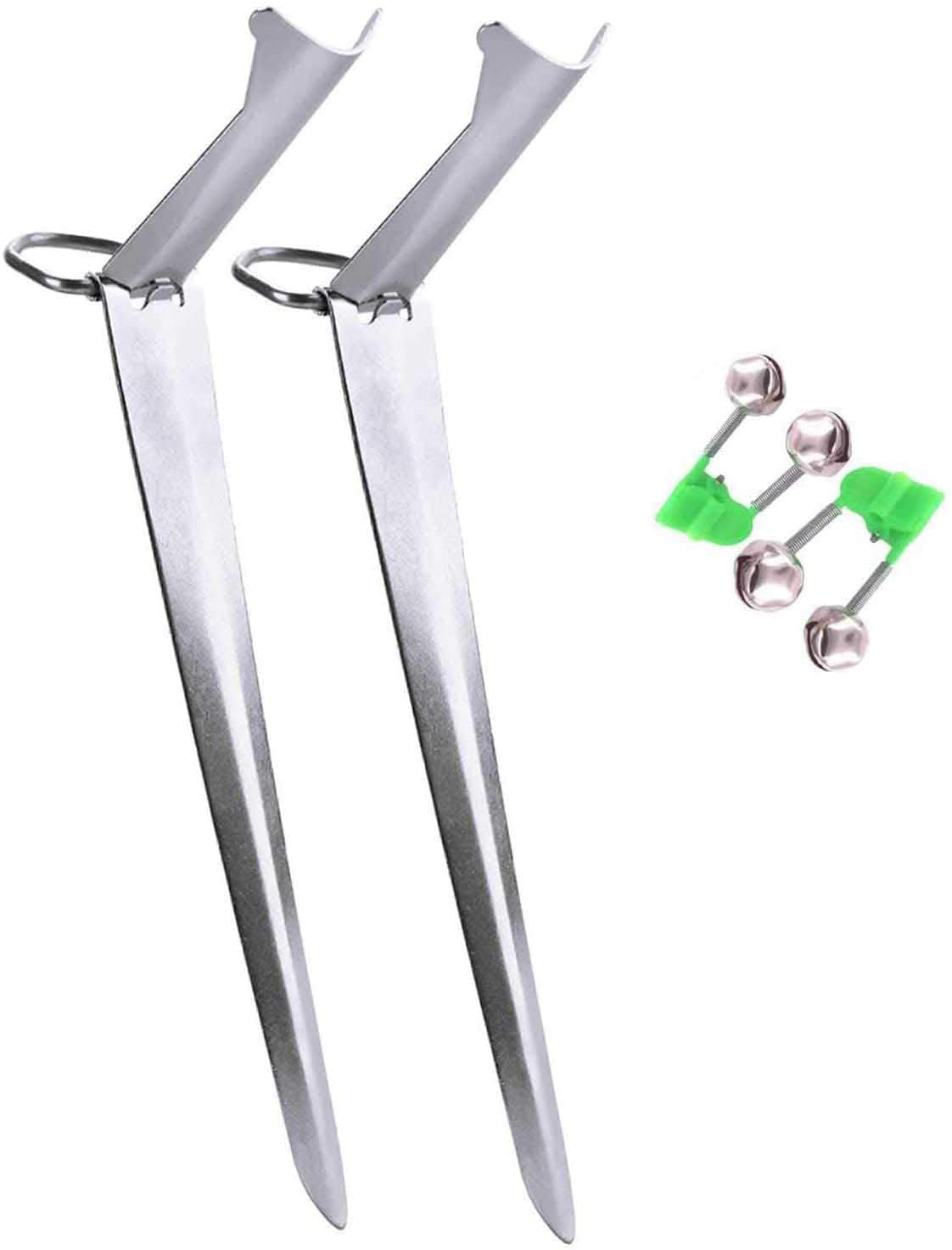 2 Packs Fishing Rod Holder Stainless Steel Ground Support Stand Fish Pole 
