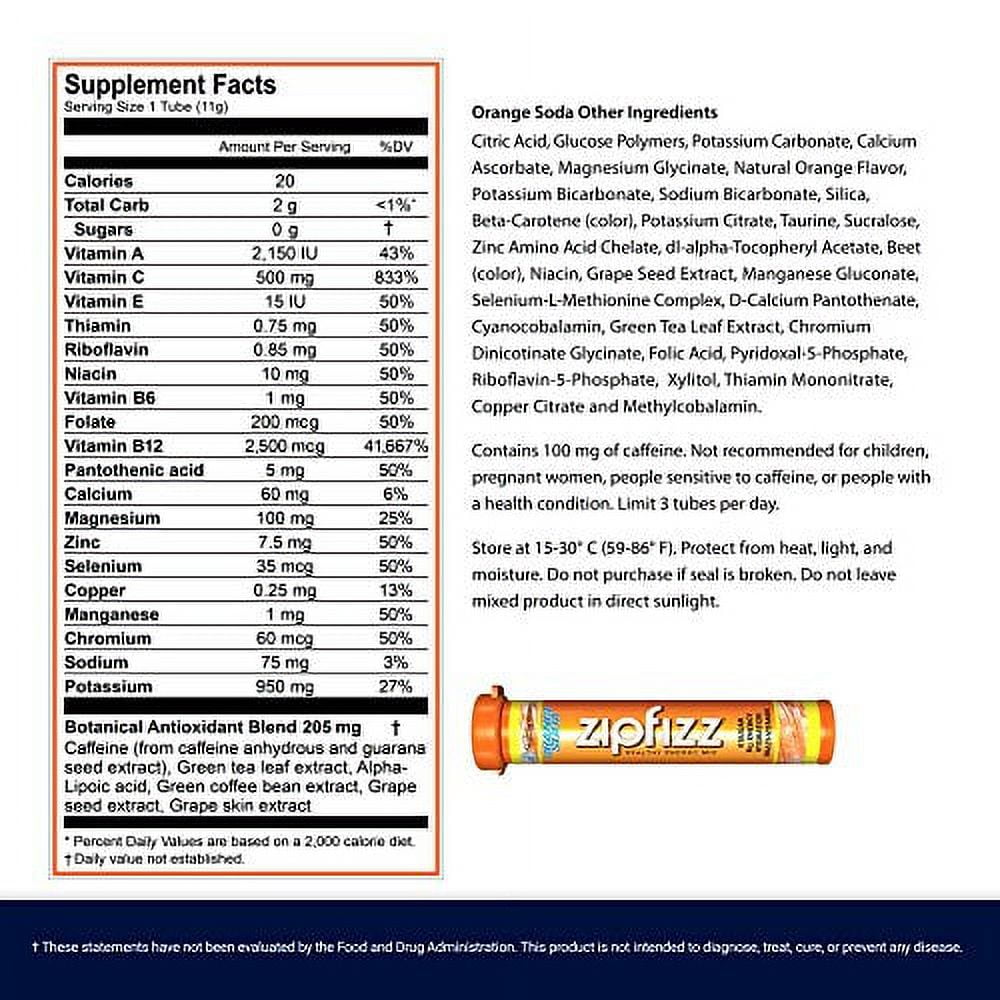 Zipfizz Energy Drink Mix, Orange Soda, 20 Tubes, 0.39 oz (11 g) Each