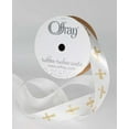 thumbnail image 2 of Offray Ribbon, White with Gold Cross 7/8 inch Polyester Ribbon,, 9 feet, 2 of 11