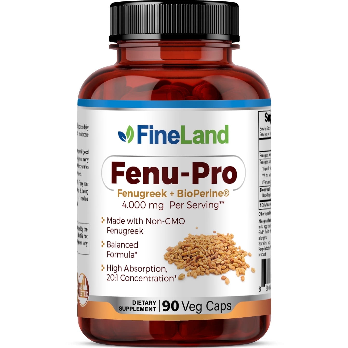 Fineland Vitamins Fenu-Pro Fenugreek Supplement, 90 Veggie Caps