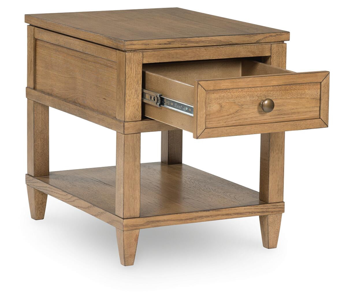Signature Design by Ashley Sharlance Rectangular End Table - Built-in USB Charging Ports - Storage Drawer, Light Brown