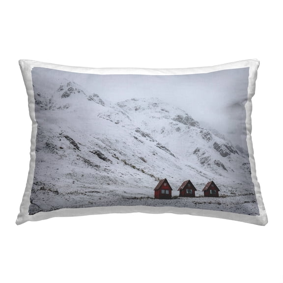 Stupell Industries Cabins Among Snowy Peaks Decorative Printed Throw Pillow, 14 x 20