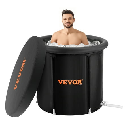 VEVOR Ice Bath Tub, Cold Water Therapy Plunge Tub for Athletes, Portable Outdoor Ice Barrel Plunge Pool for Recovery, 105 Gal Inflatable Folding Bathtub with Cover, Home Ice Pod, 34"Lx30"H