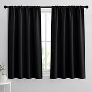 Black Curtain Panels for Nursery - RYB HOME Soft Solid Energy Saving Drapes Window Treatments Insulated Panels Sunlights Block Privacy Protect for Bedroom Kitchen, 42 in x 54 in, Black, 2 Pcs