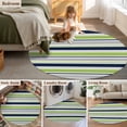 thumbnail image 5 of Round Area Rug 3.3 Ft, Green Gray Striped Washable Non-Slip Circle Carpet for Living Room/Bedroom, Farmhouse Stripes Modern Abstract Art Low-Profile Small Kitchen Mats Collection Rugs for Indoor, 5 of 8