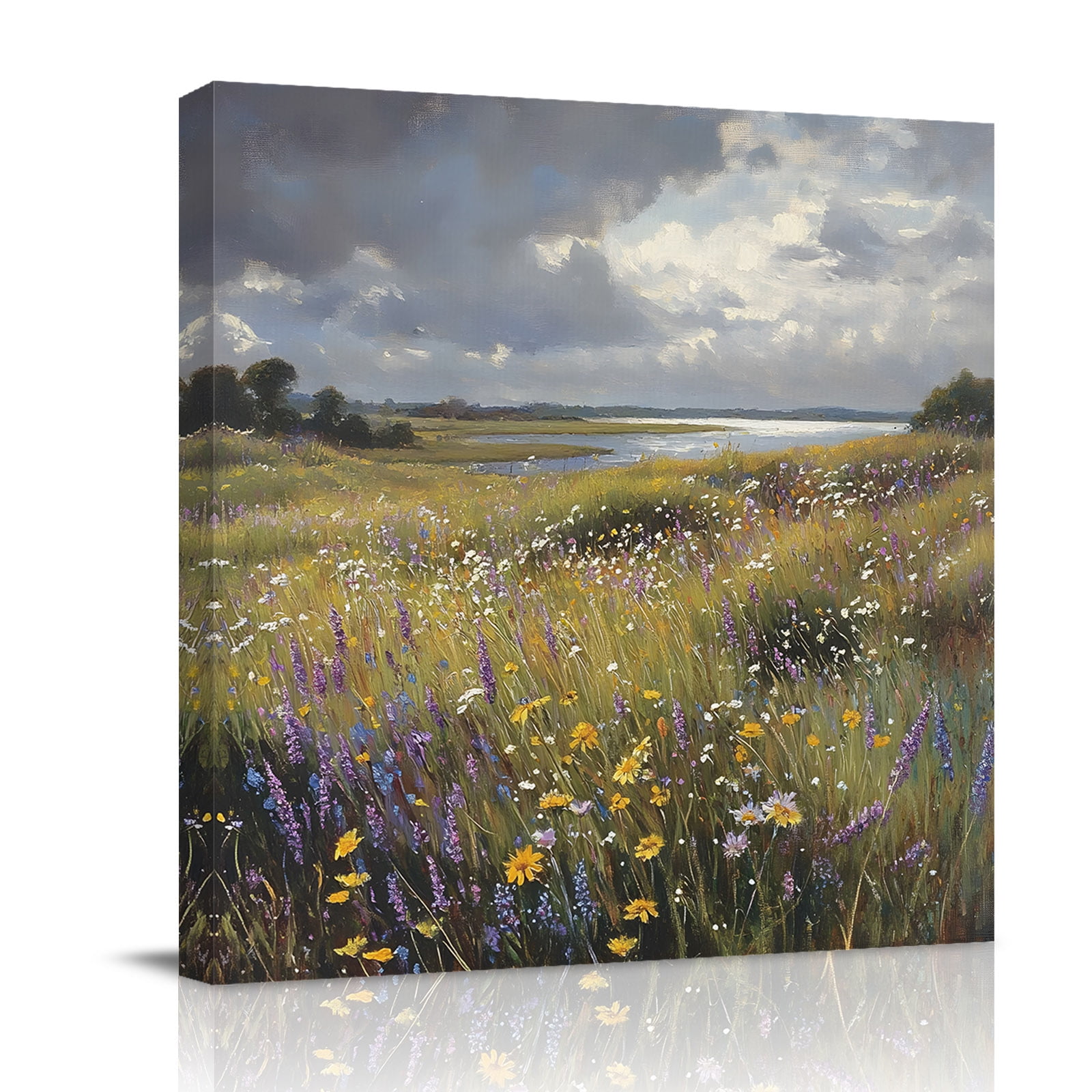 Canvas Wall Art Spring Floral Framed Canvas Prints for Bathroom Kitchen Modern Oil Painting Farmhouse Gallery Wrapped Wall Decor for Home Office Gifts 10 x10 Ship Next Day