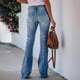 thumbnail image 4 of Gibobby Pantalones para mujer Relaxed Fit Pantalones ajustados informales de talle con pierna ancha y pierna ancha para mujer (Dark Azul, L), 4 of 5