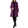 thumbnail image 2 of Abrigo de cuello INSPIRE CHIC para mujer, con botones, de manga larga, estilo A-line, casual, abrigo largo de invierno, color púrpura oscuro, 2 of 6