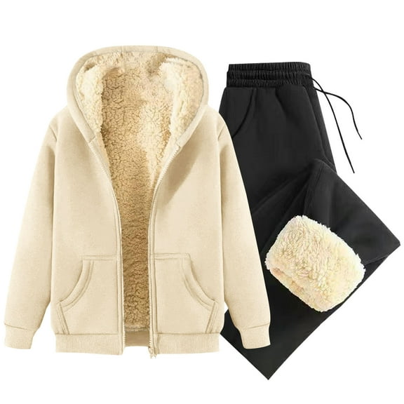 Ahabrexf Fashion Men's Casual Solid Color Drawstring Trouser and Long Sleeve Hooded Keep Warm Set