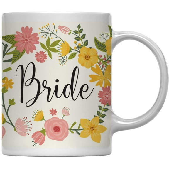 Bride Floral Flowers Wedding Party Ceramic Coffee Mug