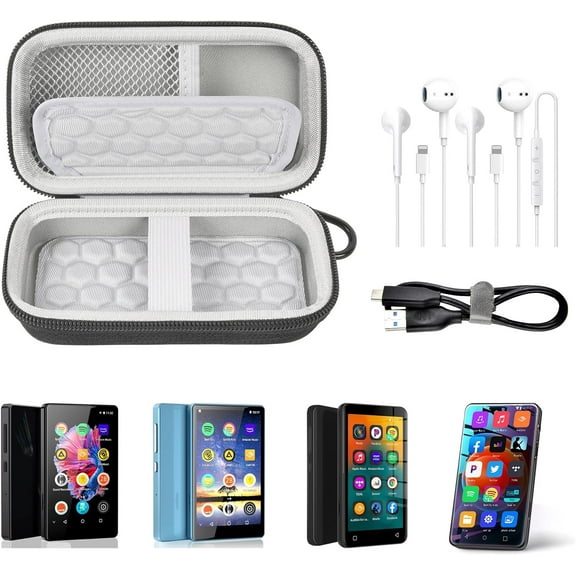 TG4THT-MP3 Player Cases & Covers for Luoran/for innioasis/for TIMMKOO/for MYMAHDI 4 Inch Full Screen Touch Music Player, Mp4 Player for Kids Holder Box for Earphone, USB Cable and Accessories (Bag On