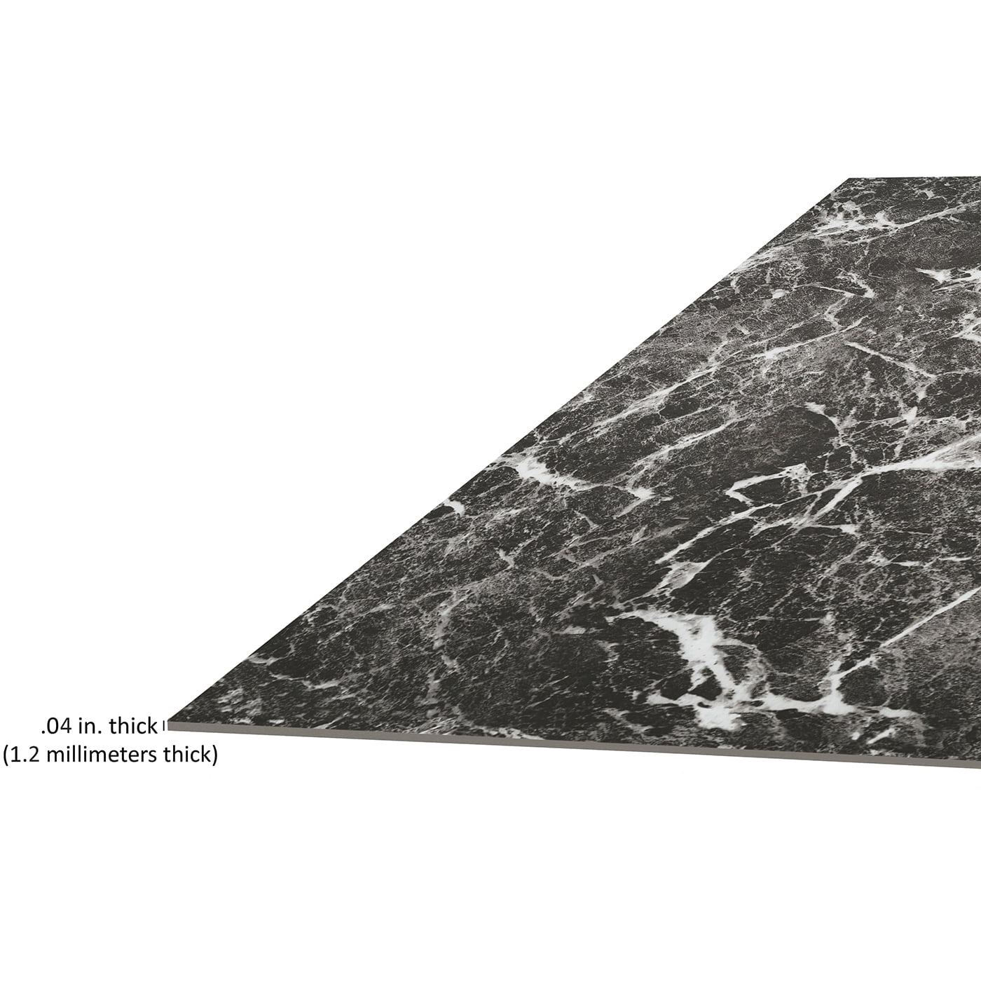 PowerSellerUSA Charcoal Marble Black Vinyl Floor Tiles Self Stick Peel Flooring 12" x 12", 5-Pack (100 Pieces)
