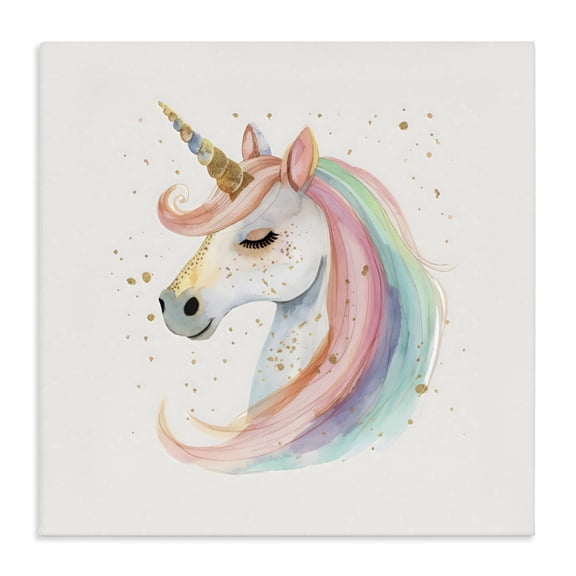 Stupell Industries Contemporary Gold Accented Unicorn Canvas Art, 17 x 17, by Creative Studio