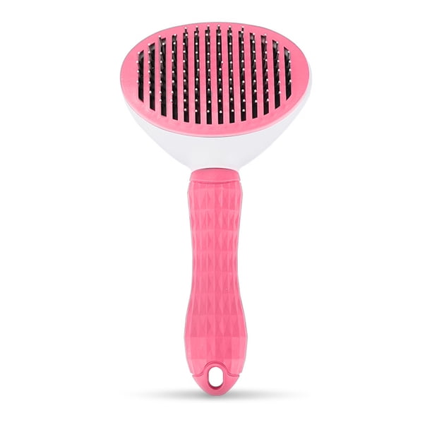 Billuyoard Herramientas de limpieza de una tecla con mango de extracción de peine elimina la capa inferior de mascotas accesorios de cuentas redondas de Aseo de mascotas Rosado Billuyoard PT000643-02