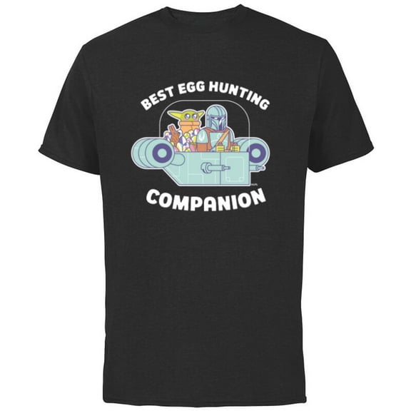 Star Wars The Mandalorian Grogu Best Egg Hunting Easter - Short Sleeve Cotton T-Shirt for Adults - Customized-Black