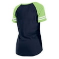 thumbnail image 3 of Women's New Era College Navy/Neon Green Seattle Seahawks Lightweight Lace-Up Raglan T-Shirt, 3 of 3