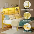 thumbnail image 4 of Bestier LED King Size Bedframe with Headboard, Sturdy Metal Platform Bed with 3 Level Adjustable Height  & Reversible Charging Station, Gold, 4 of 10
