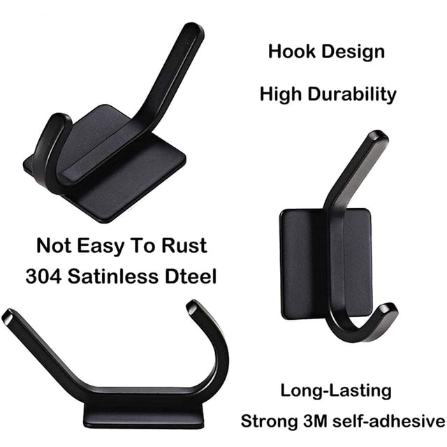 Ganchos autoadhesivos de 5 piezas, resistente al óxido, toallero impermeable con adhesivo, toallero de baño de doble gancho, ganchos para toallas para baño, baño, oficina, armario Zhivalor HS-0067