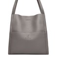 thumbnail image 2 of Bolso de mano para mujer, bolso de mano de cuero de gran capacidad, bolso de viaje (gris), 2 of 7
