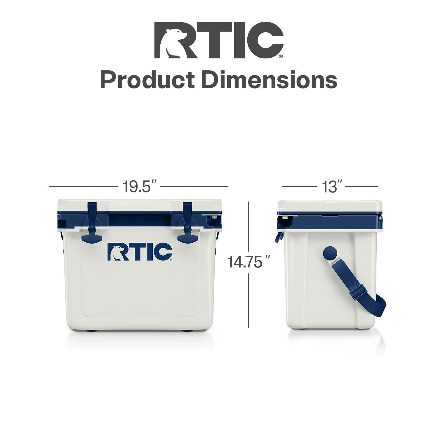 RTIC 22 QT Hard-Sided Cooler, Fits 30 Cans or 8 Wine Bottles, Cool Grey & Navy