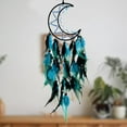 thumbnail image 6 of Indian Triangle Pave Dreamcatcher Hanging Decoration - Crystal Car Charm with Peacock Feather Wind Chime | 51x15cm Blue Handmade Spiritual Ornament & Gift Pendant, 6 of 6