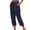 Navy, variant on MLQIDK Pedal Pushers for Women Linen Capri Pants Dressy Casual Knee Length Elastic Waist Comfy Shorts Trendy Summer Linen Capri Pants with Pockets Army Green M