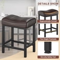 thumbnail image 2 of CELLOMOMO 24" Set of 2 Metal Bar Stools, Modern PU Leather Counter Height Bar Stools for Kitchen Island, Browm, 2 of 5