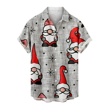 

Men s Christmas Short Sleeve Button Down Shirts Vintage Bowling Shirt Casual Santa Claus Printed Regular Fit Top