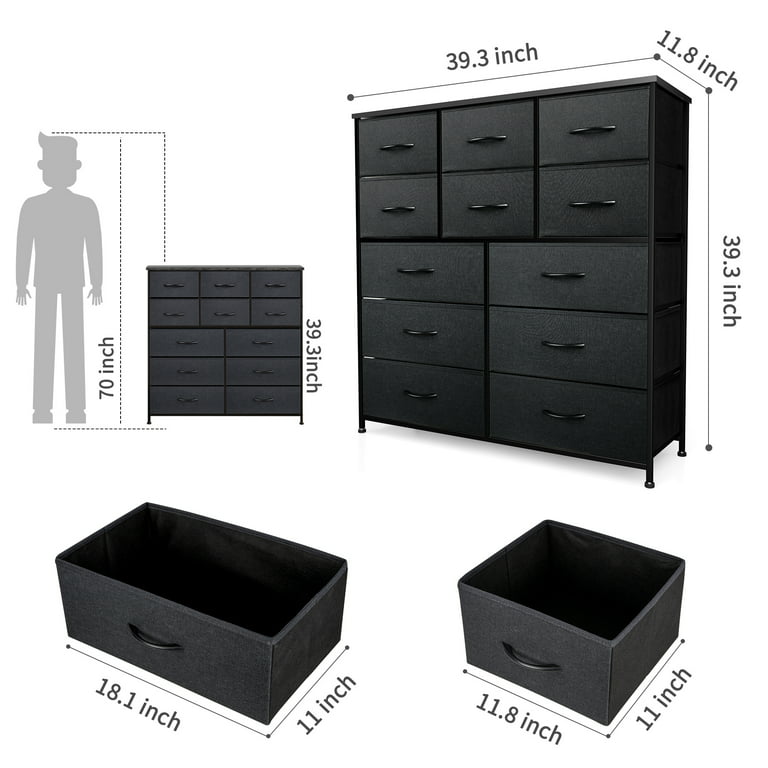 Nicehill Dresser for Bedroom with 5 Drawers, Storage Drawer Organizer, Wide Chest  of Drawers for Closet, Clothes, Kids, Baby, TV Stand with Storage Drawers,  Wood Board, Fabric Drawers (Black Grey) – Built