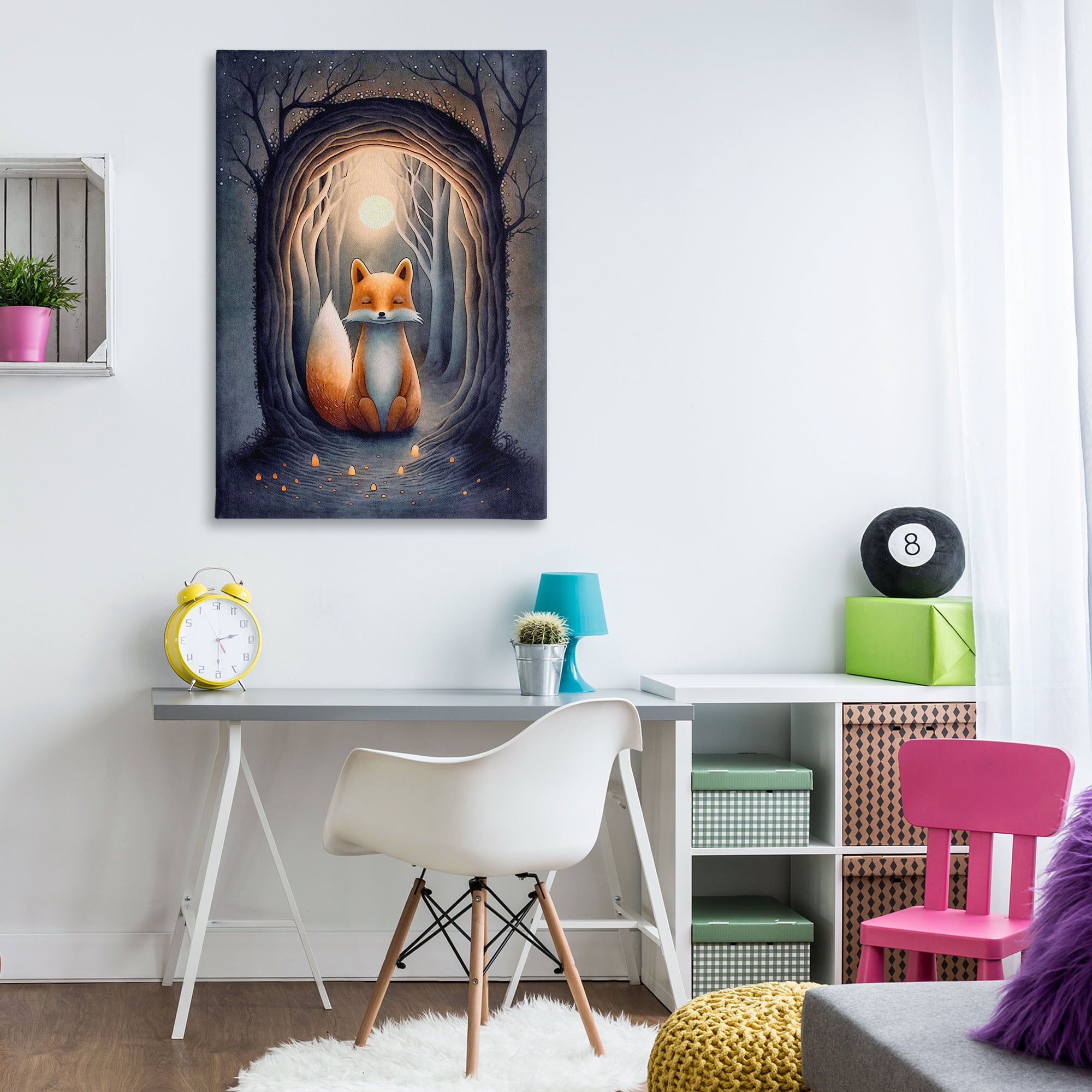 Stupell Industries Mystic Fox in Nature Landscape Painting Gallery Wrapped Canvas Art Print Wall Art, 30 x 45