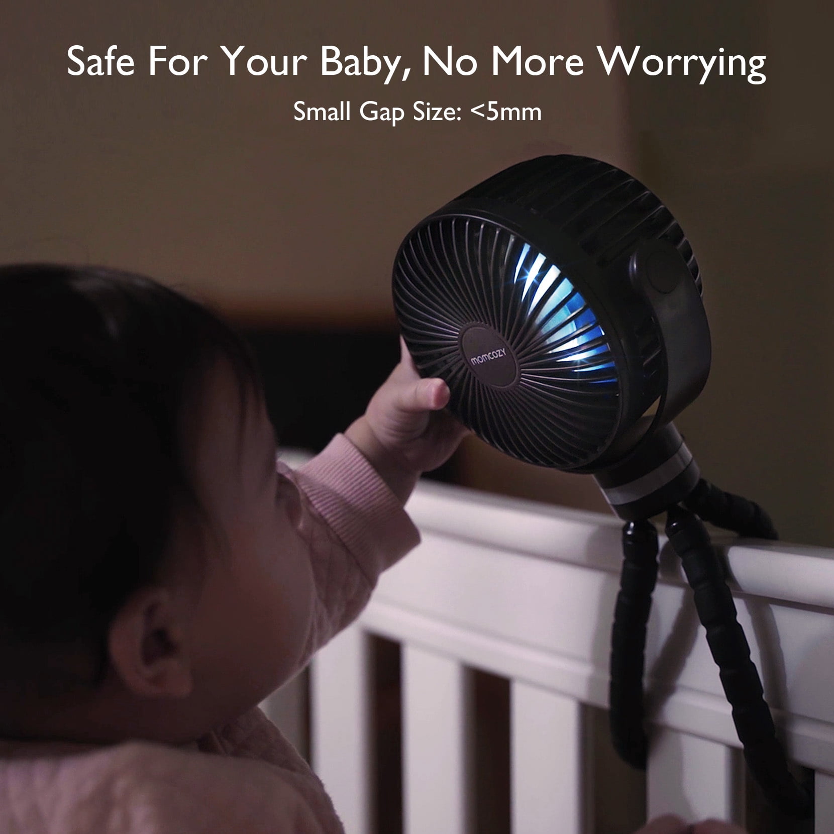 Momcozy Portable Stroller Fan, USB Rechargeable and Handheld Cooling Fan for Travel, Car Seat, Bedroom