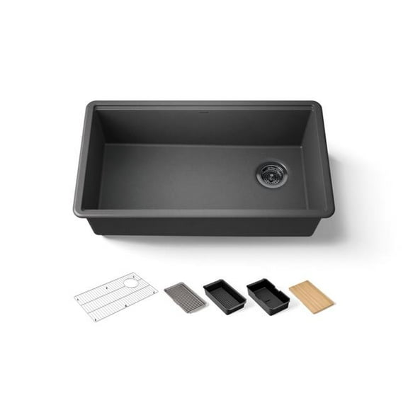 Kohler 33710-PC-CM7 32.5 in. Undermount Single Bowl Workstation Kitchen Sink - Matte Graphite