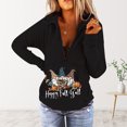 thumbnail image 2 of Sudadera con cuello en V para mujer, bonita sudadera recortada con cremallera para entrenamiento, Tops de Acción de Gracias para mujer Pompotops  FGAJ19766, 2 of 5