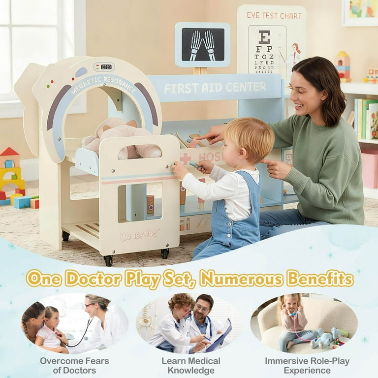 Costway Wooden Doctor Play Set for Kids Pretend Play Clinic with