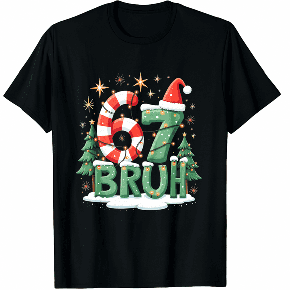 Bruh 67 Six Seven 6 7 Meme Christmas Funny T-Shirt (Men's, Women's)