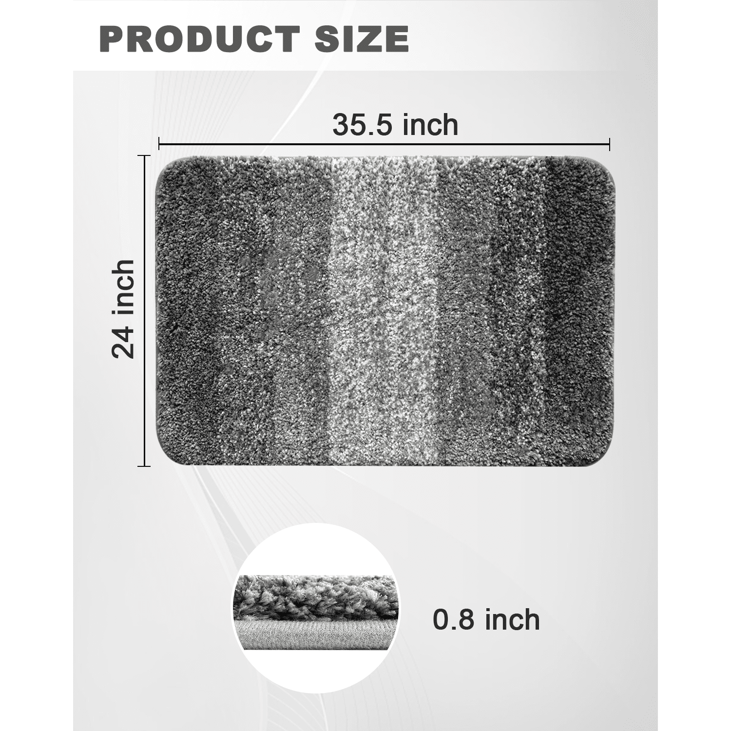 Artnice Microfiber Washable Bathroom Rugs, 24"x35" Gray Absorbent Bath Mats, Non-Slip Plush Ultra Soft Bathroom Mats