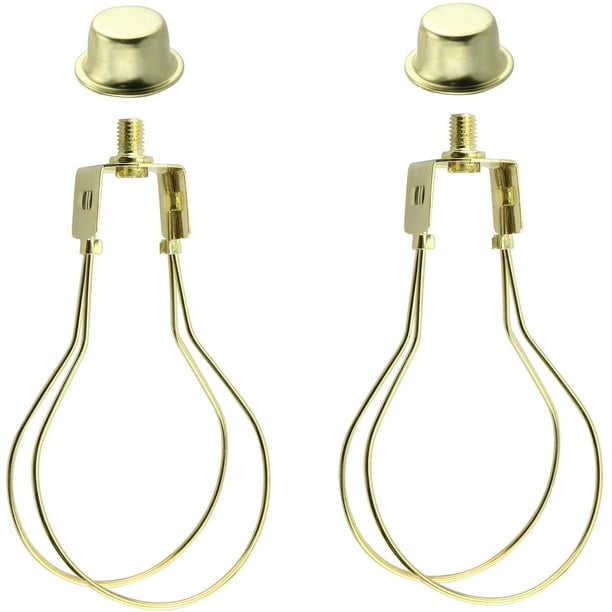 2 Pack Brass Round Light Bulb Holder With Lamp Shade Attaching Finial Diy Lighting Accessories Clip On Lampshade Adapter Com 2 Pack Brass Round Light Bulb Holder, How To Fit A Clip On Lampshade