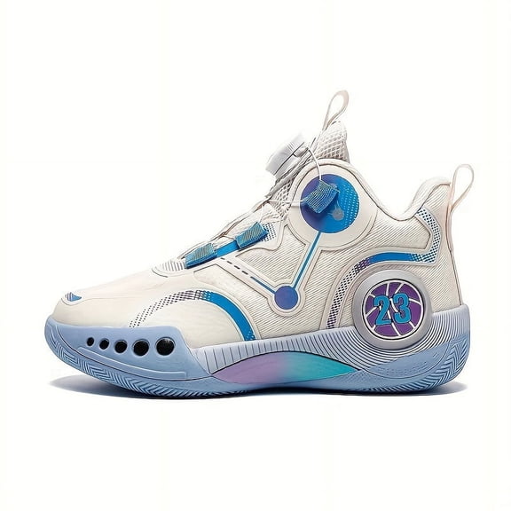 Men's Basketball Shoes Rotary Buckle Shock Absorption Comfy Outdoor Training Running Ball Gaming, Spring And Summer