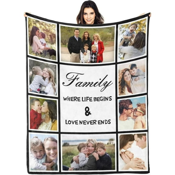 AISENIN Personalized Blanket with Photos Customized Blanekt Custom Blanket with Photos Gifts for Family Lovers Friends Couples Gifts