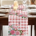 thumbnail image 3 of Table Runners 72 Inches Long Dress Scarves, Pink Spring Floral Farmhouse Kitchen/Dining Table Runner, Coffee Tablerunners, Watercolor Flowers Butterfly Checkered 16x72 Inch, 3 of 9