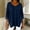 Dark Blue, variant on Pumxq Roll Up 3/4 Sleeve Jean Tops for Women Vintage Washed V Neck Denim Shirts Side Slit Dressy Casual Loose Tunic Blouses Blue L