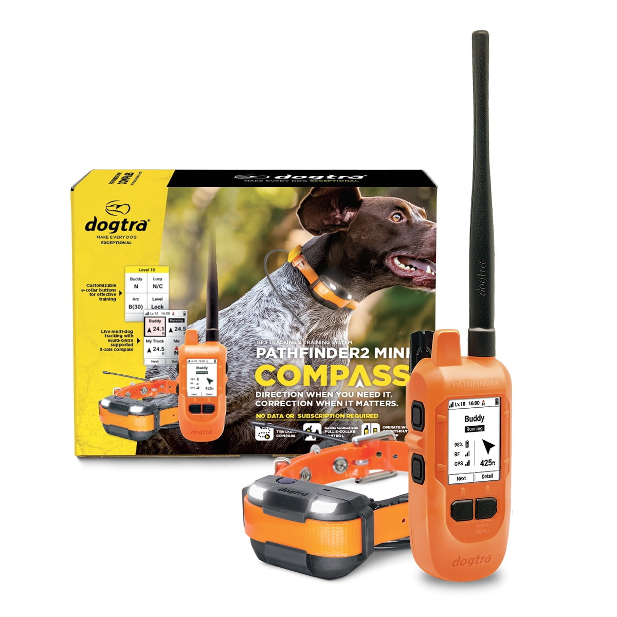 Dogtra Pathfinder2 Mini Compass - Handheld GPS Dog Tracking and Training System, 4-Mile Range, Dogs 15lbs and Up
