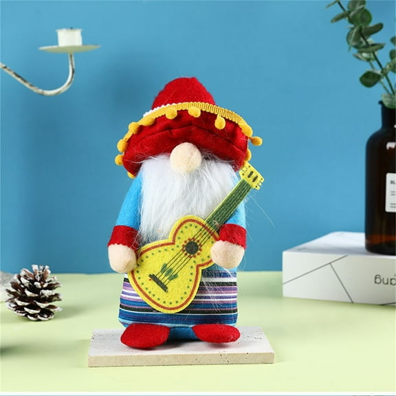 RyanK Mardi Gras Decorations Halloween Decorations Easter Wide Brimmed Hat Rudolph Dwarf Doll Musical Instrument Dwarf Doll Ornament