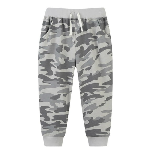XIMIN Toddler Baby Boys Jogger Straight Leg Camo Printed Pants Breathable Plain Camouflage Pattern Baggy Sweatpants Kids Drawstring Elastic Pull-On Trendy Pants