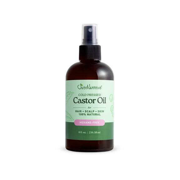 Just Nutritive Cold-Pressed Castor Oil – 100% Pure, Hexane-Free Oil for Hair, Scalp, Skin, Eyelashes, Eyebrows & Wellness Routines – 8 fl oz