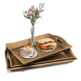 thumbnail image 1 of Juego de 3 Bandejas de Servir Grandes Con Asas - Para Desayuno, Té y Comida - Rectangular Decorativa Anidada, 1 of 9